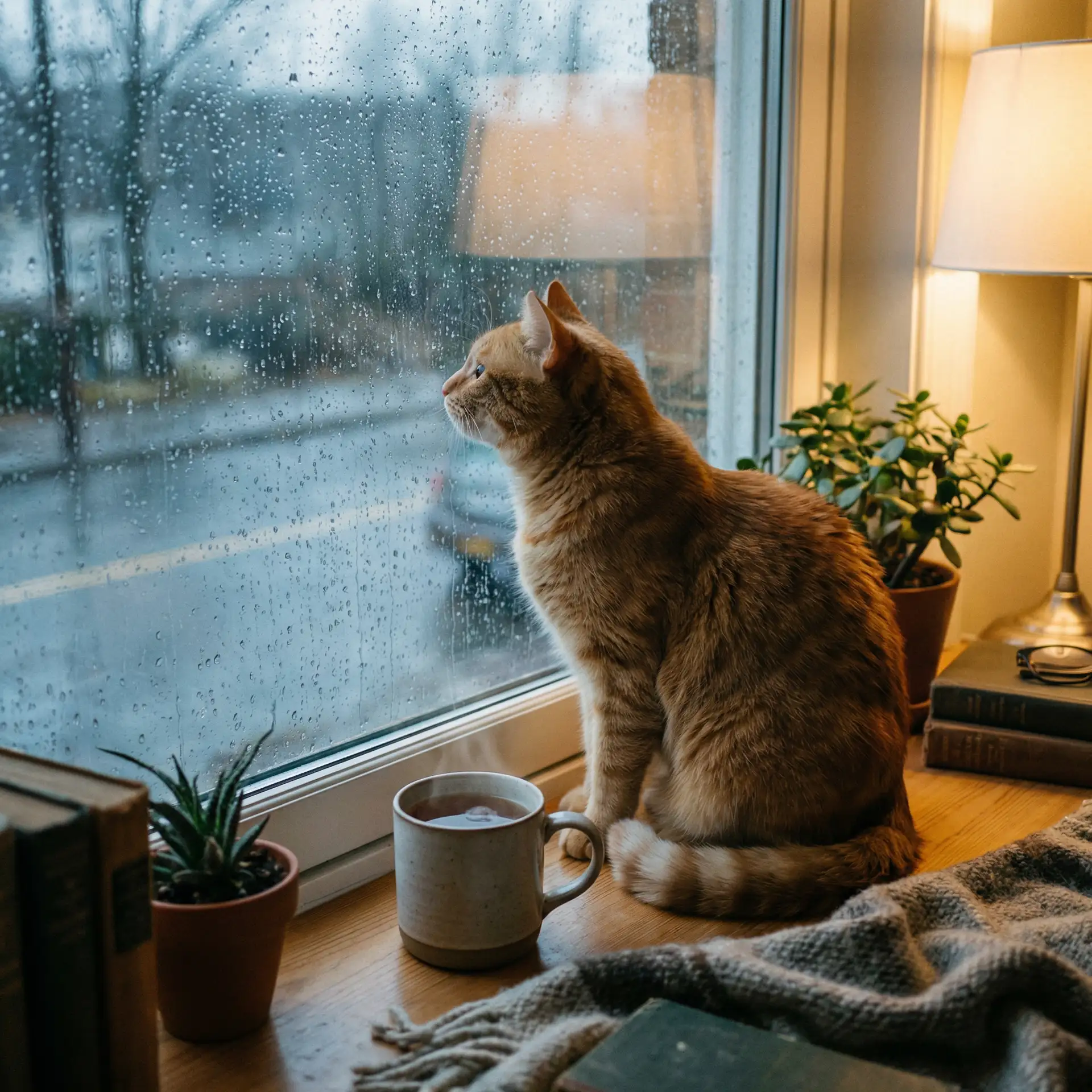 猫咪望着窗外的雨 - 曹留社区2019地址入口